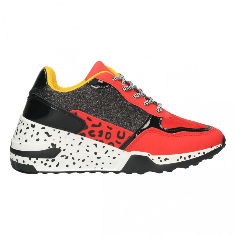 Sneakers rosu cu negru, animal print Sneakers rosu cu negru, animal print
