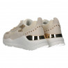 Sneakers dama, bej, cu decor auriu