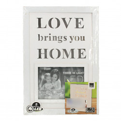 Rama foto, alba, cu led, shabby chic