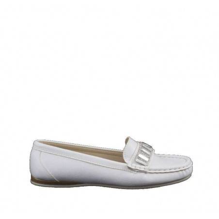 Mocasini albi, eleganti, pentru fetite
